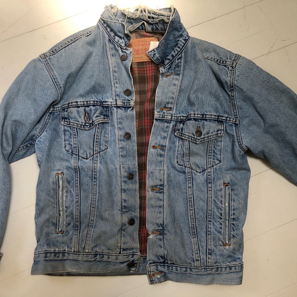 Levi Strauss unisex vintage Medium Wash Blue Denim JACKET Size L